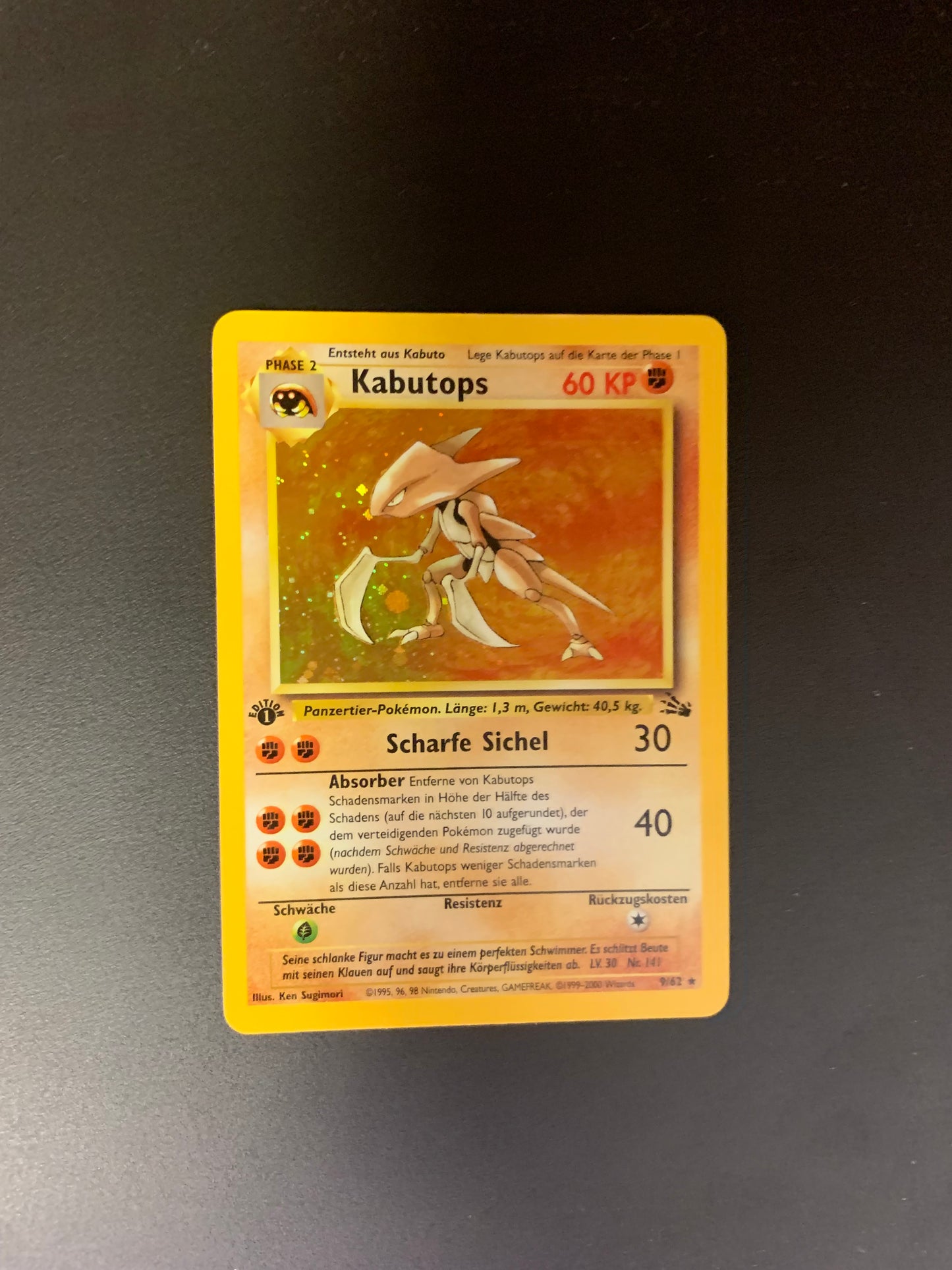 Pokemon Karte 1.Edition Fossil Kabutops 9/62 Deutsch