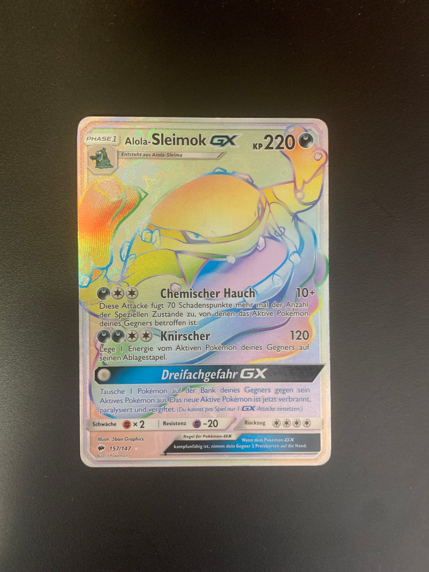 Pokemon Karte GX Rainbow Alola-Sleimok 157/147 Deutsch