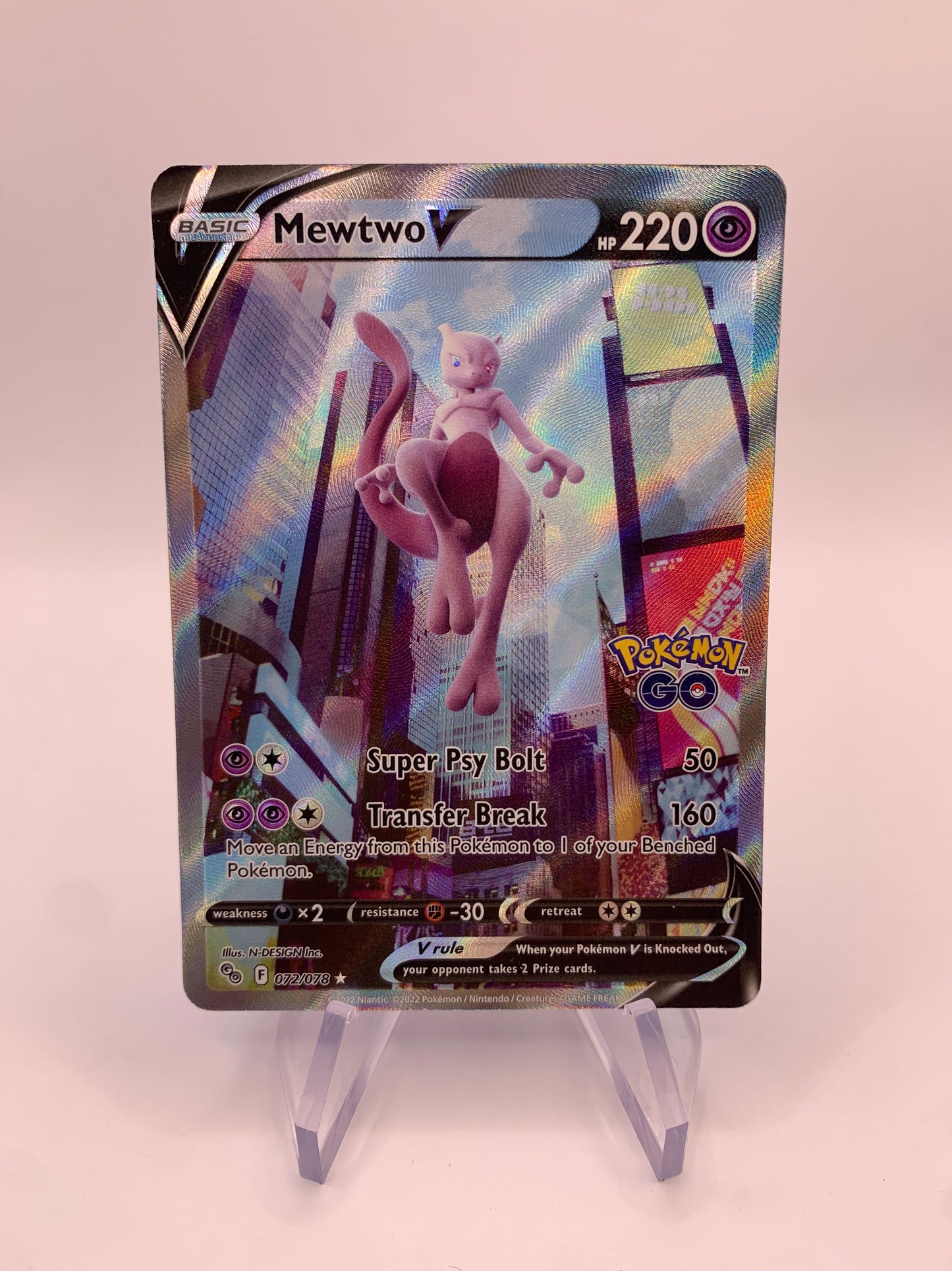 Pokemon Card V Alt-art Mewtwo 72/78 English