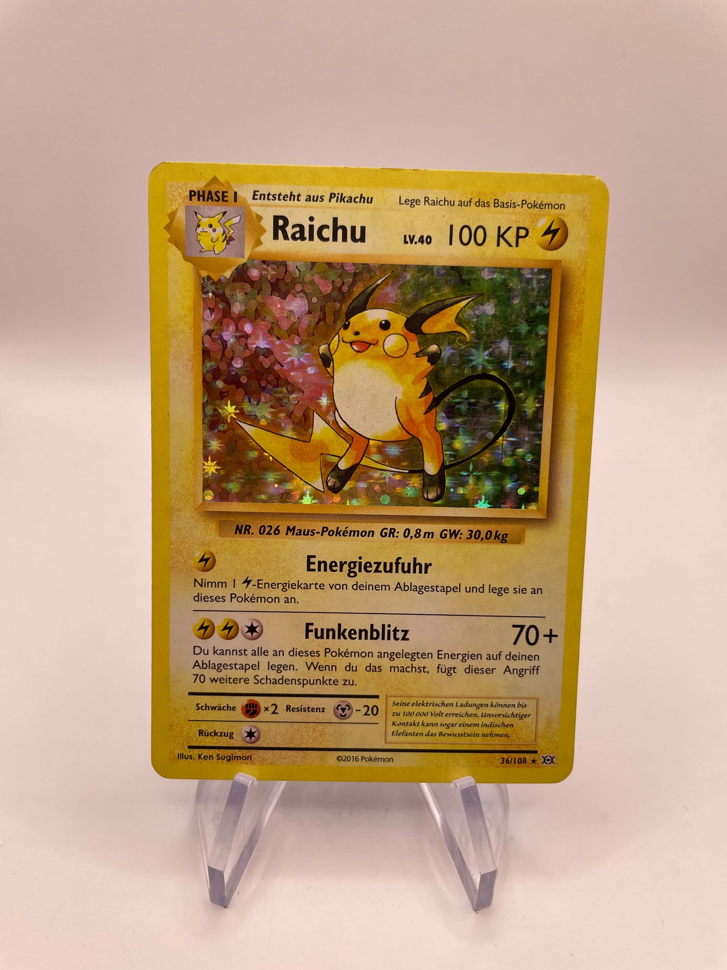 Pokemon Karte Holo Raichu 36/108 Deutsch