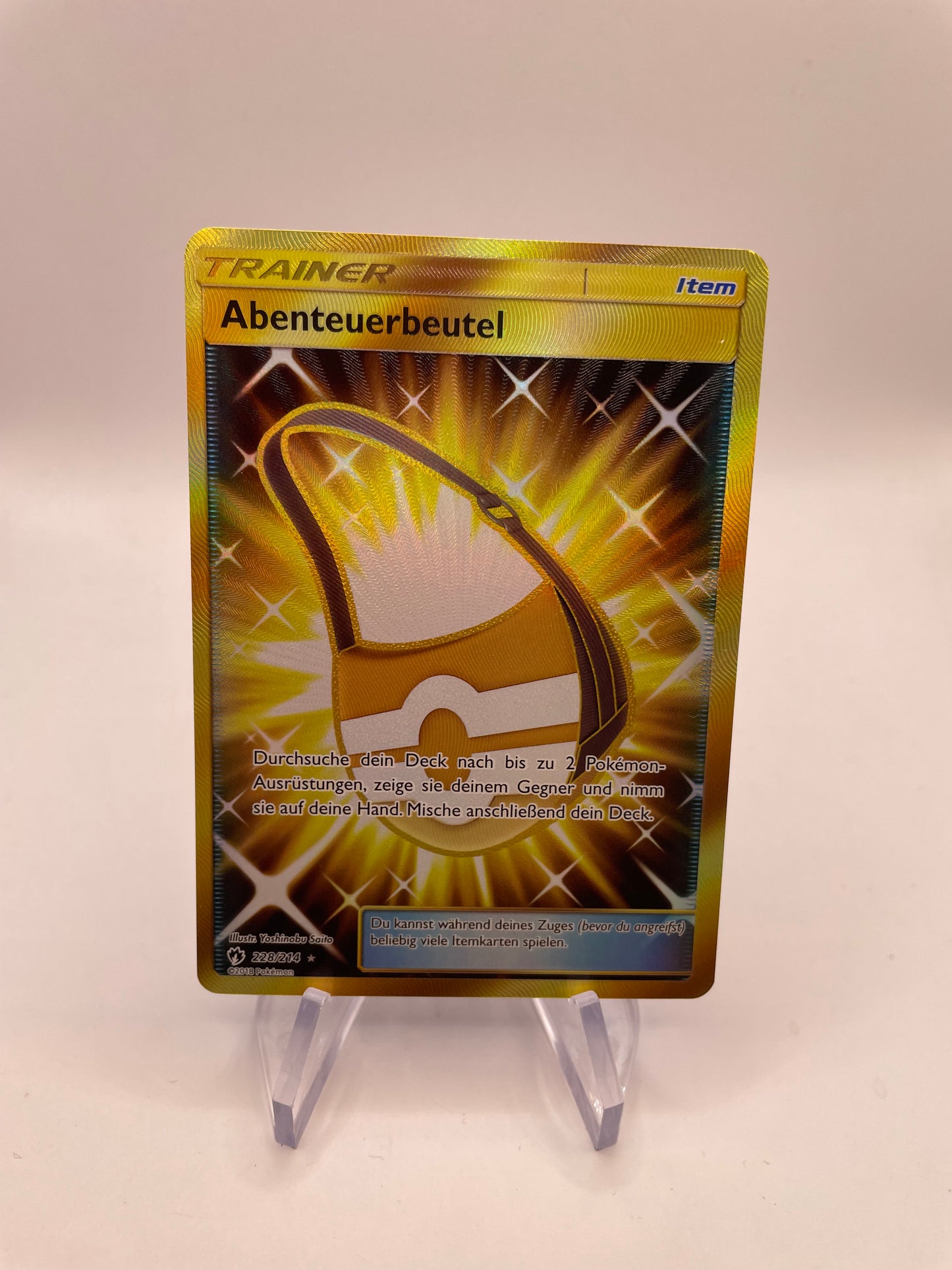 Pokémon Karte Gold Trainer Abenteuerbeutel 228/214 Deutsch