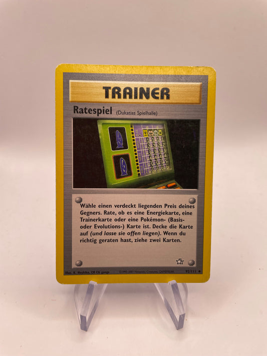 Pokemon Karte Neo Genesis Trainer Ratespiel 92/111 Deutsch