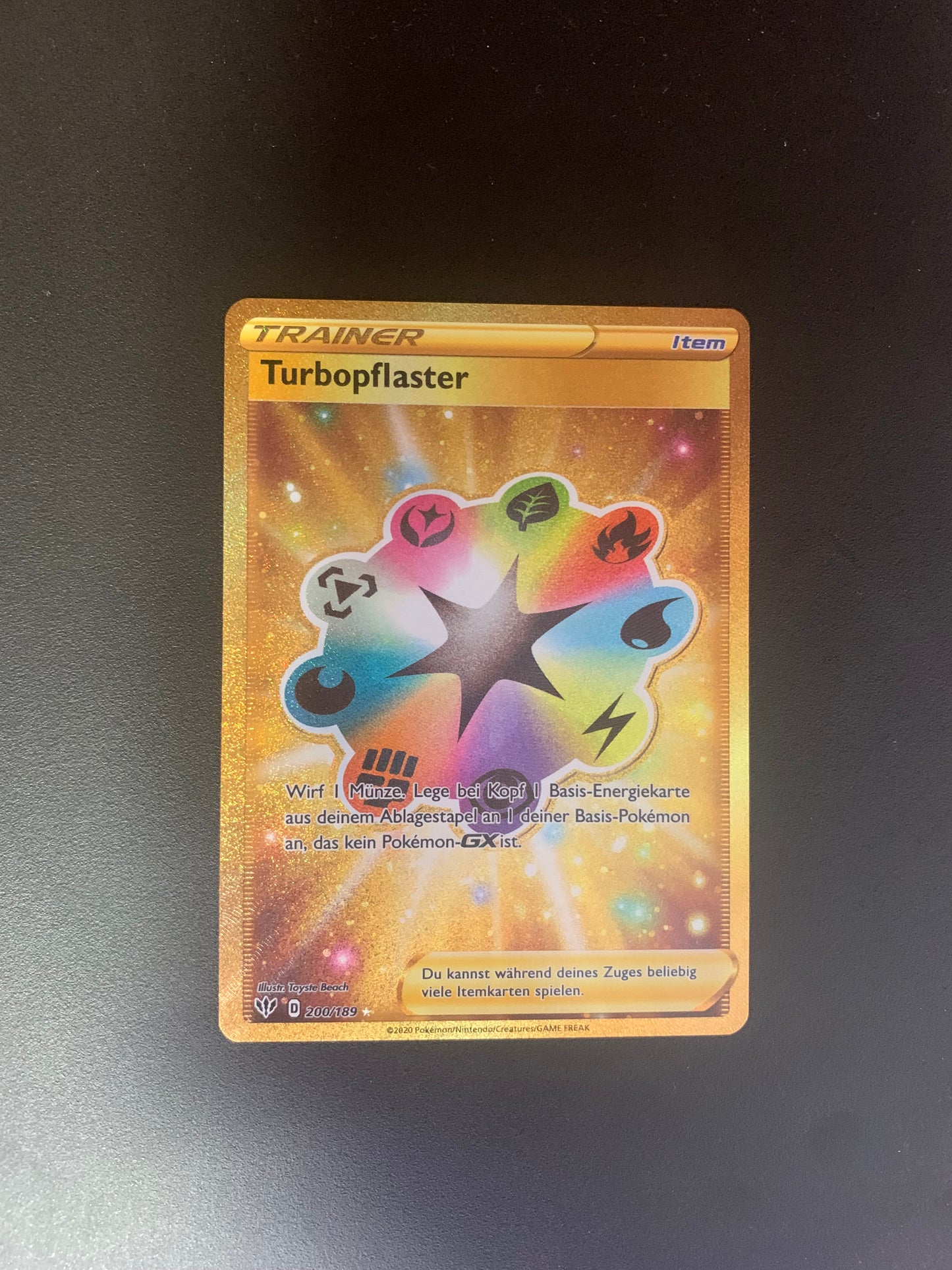 Pokemon Karte Trainer Gold Turbopflaster 200/189 Deutsch