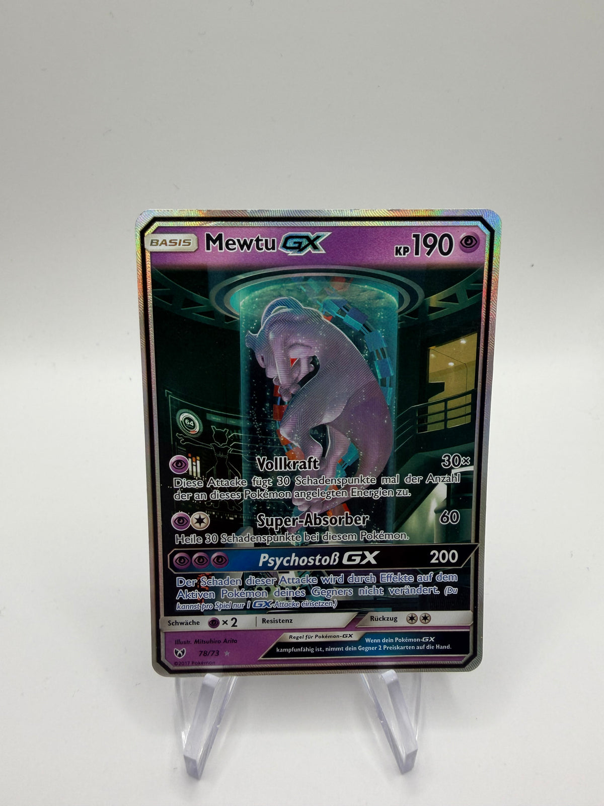 Pokemon Karte GX Alt Art Mewtu 78/73 Deutsch
