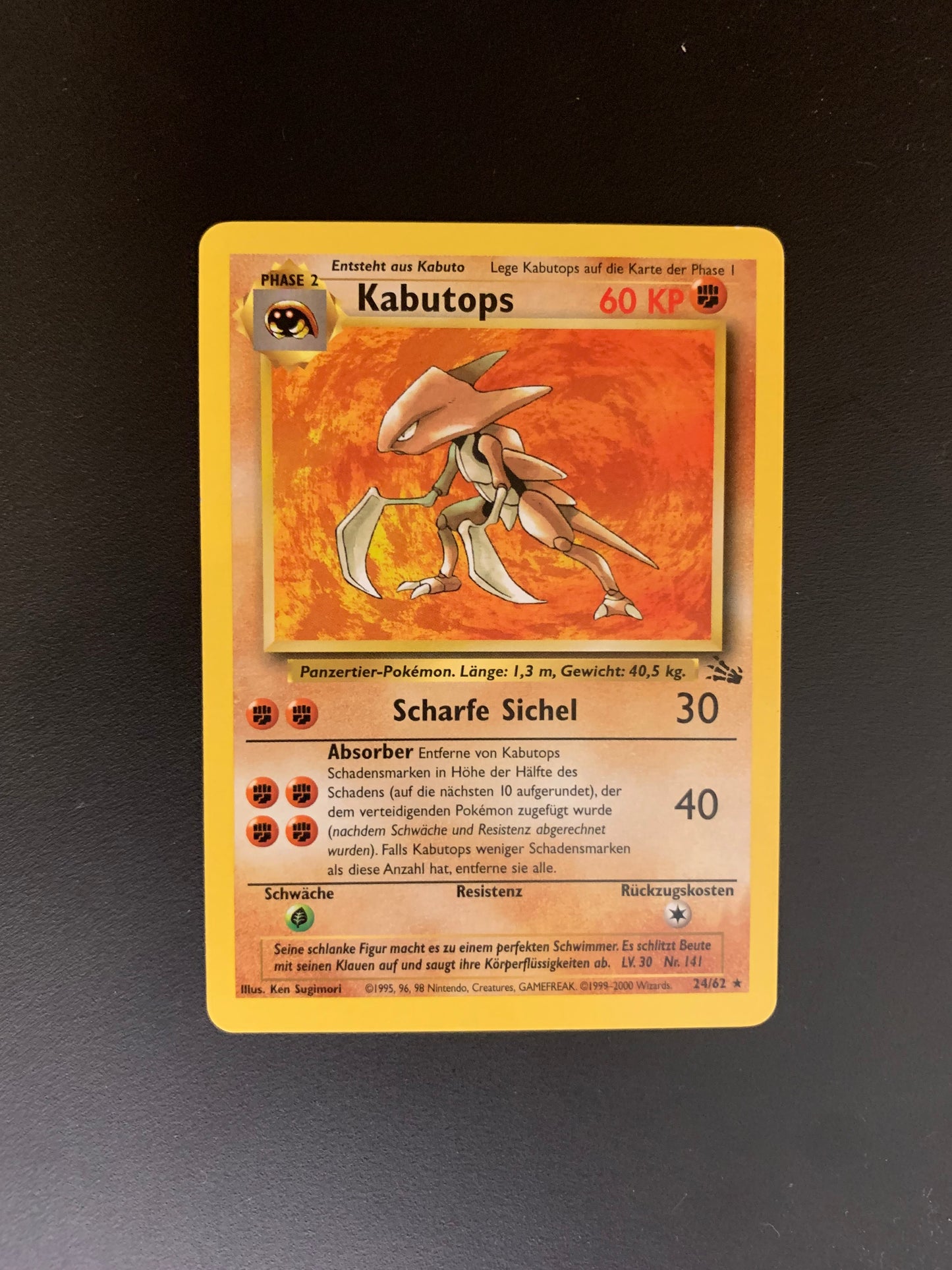 Pokemon Karte Fossil Kabutops 24/62 Deutsch