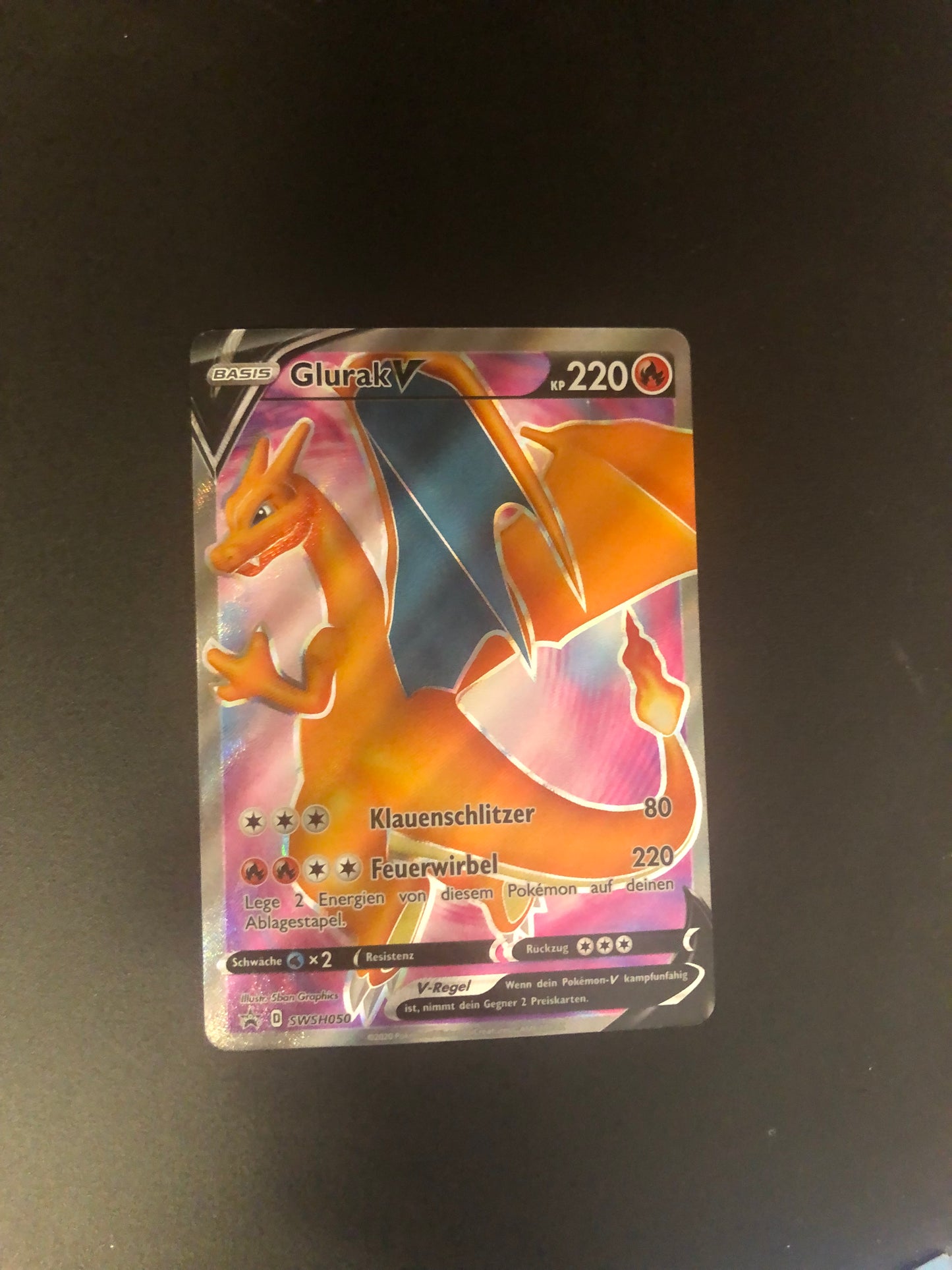 Pokemon Karte V Fullart Glurak SWSH50 Deutsch