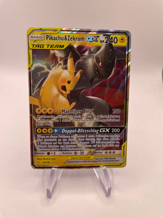 Pokemon Karte Pikachu & Zekrom GX Tagteam  33/181 Deutsch