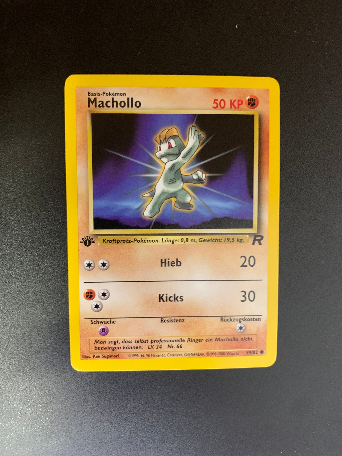 Pokemon Karte Rocket 1.Edition Machollo 59/82 Deutsch