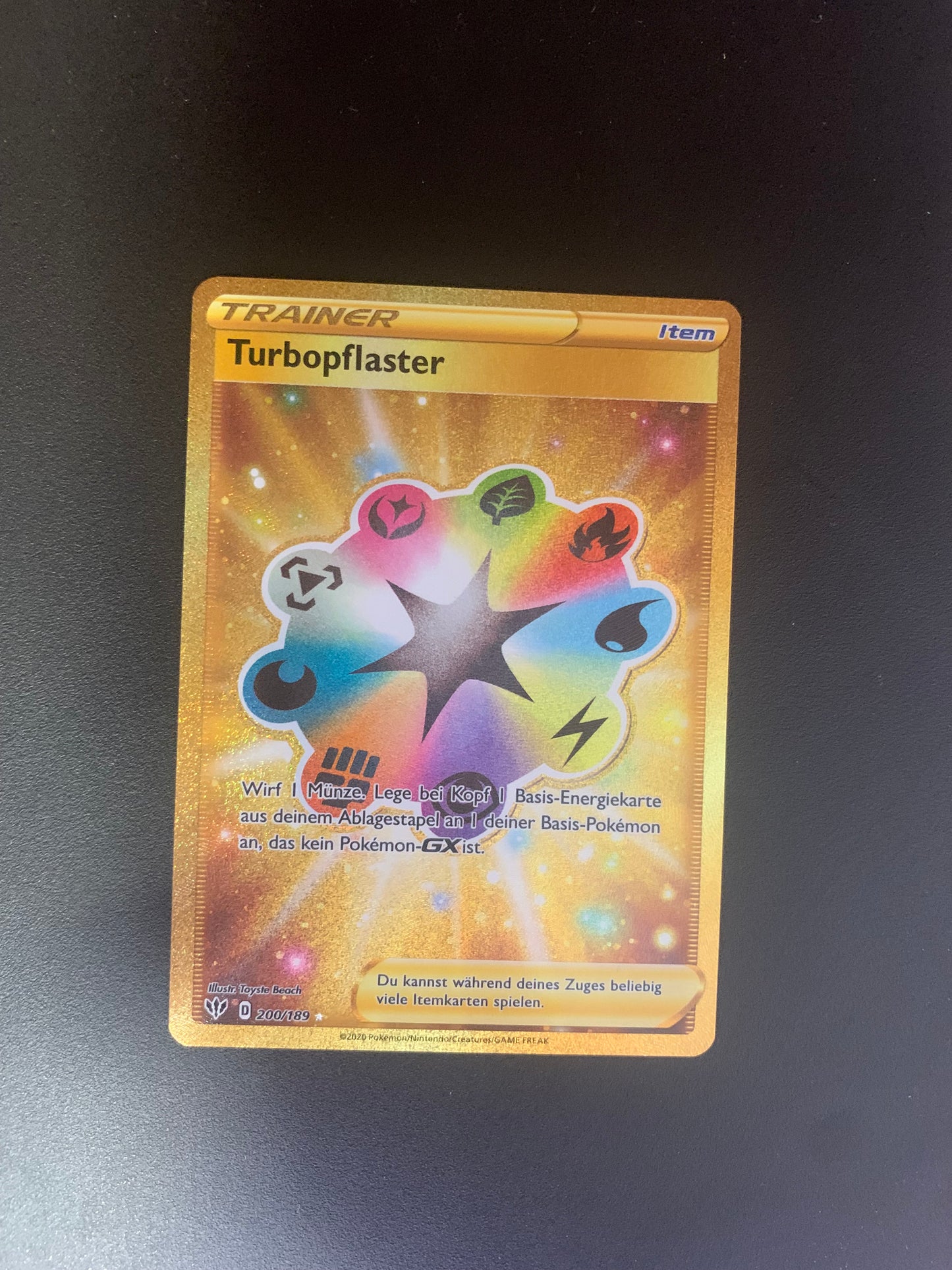 Pokemon Karte Trainer Gold Turbopflaster 200/189 Deutsch