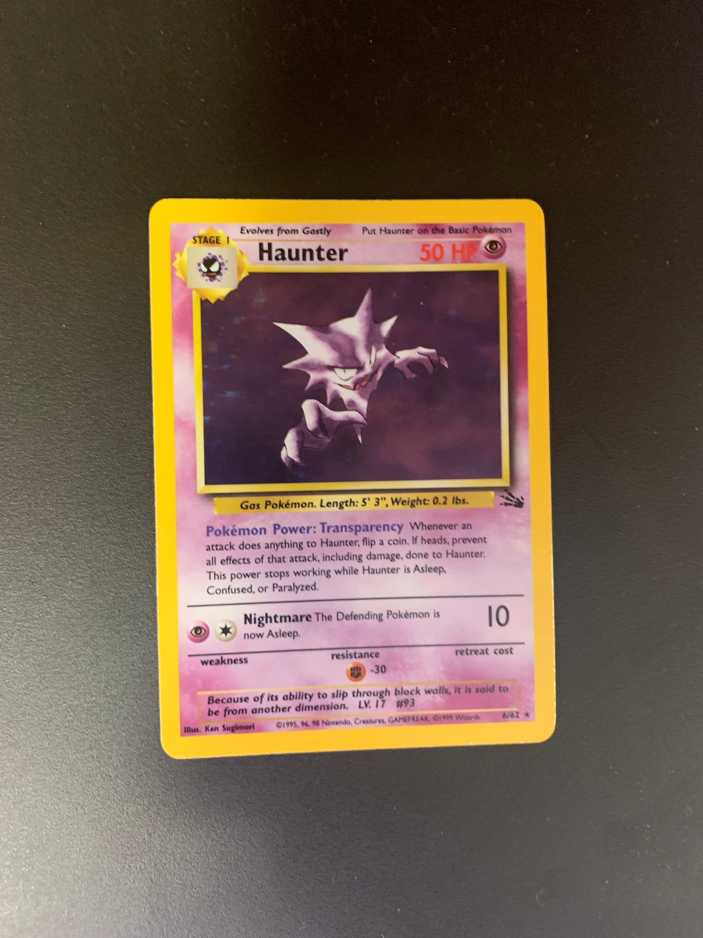 Pokemon Karte Holo Alpollo 6/62 Englisch