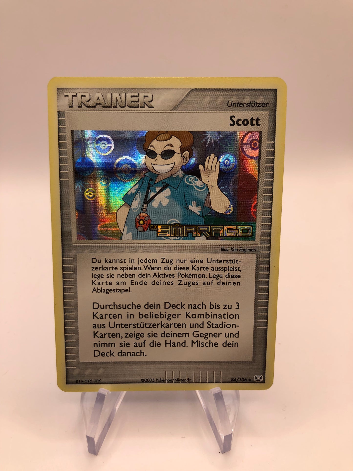 Pokemon Karte Revers Stamp Trainer Scott 84/106 Deutsch