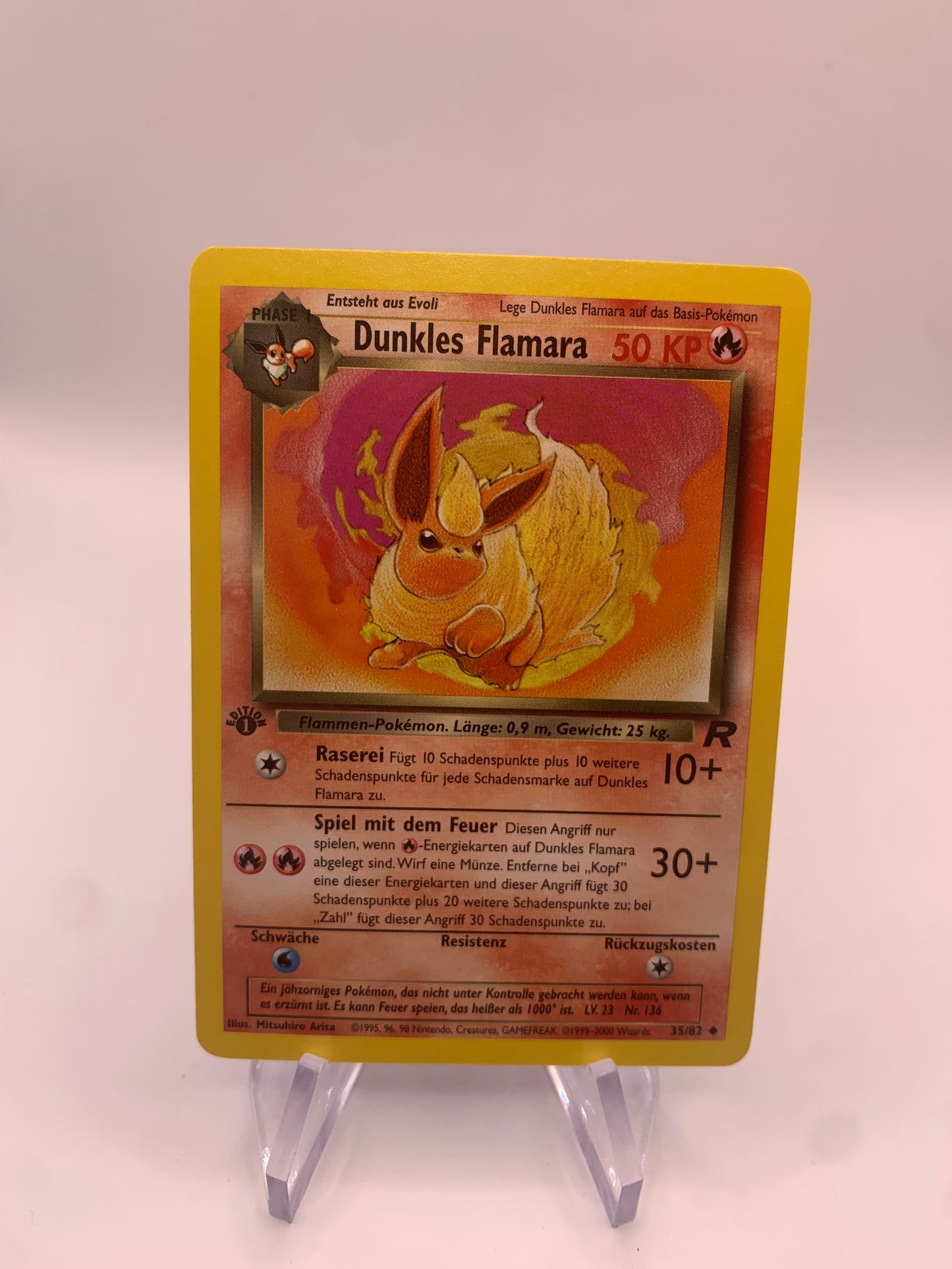 Pokemon Karte 1.Edition Dunkles Flamara 35/82 Deutsch