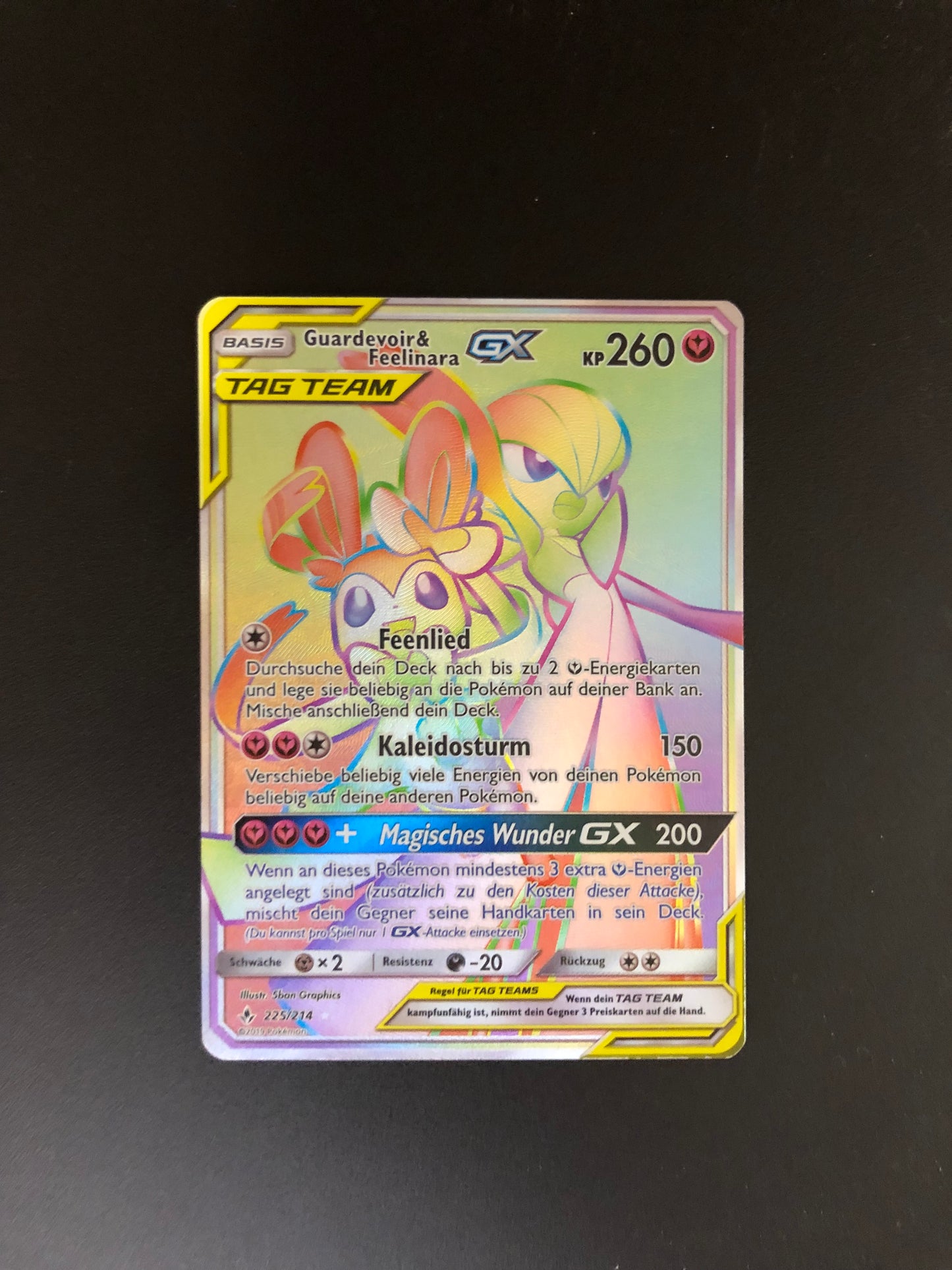 Pokemon Karte GX Tag Team Rainbow Guardevoir&Feelinara 225/214 Deutsch