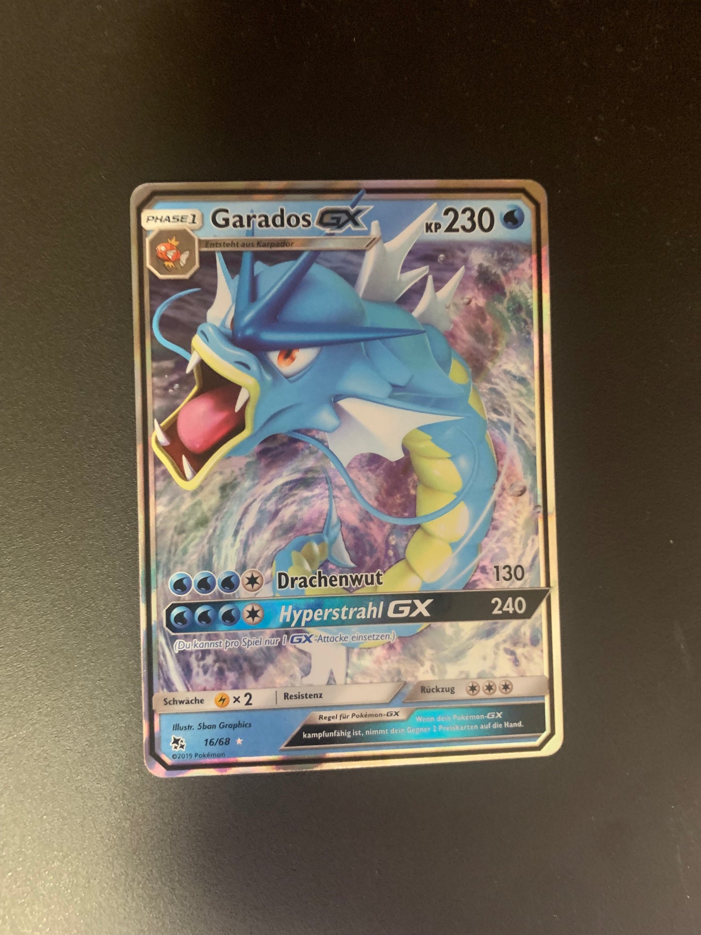 Pokemon Karte GX Garados 16/68 Deutsch