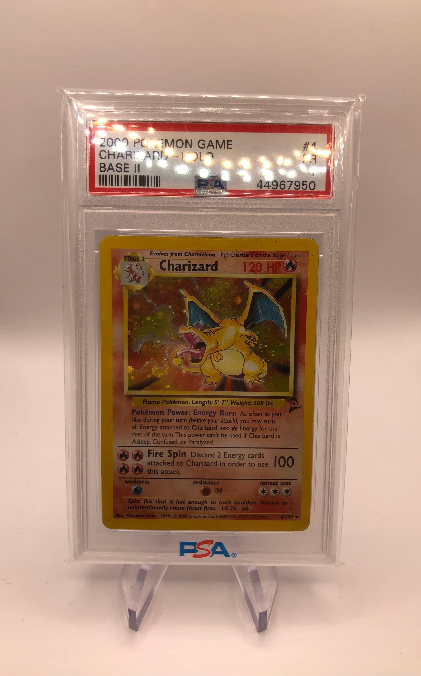 Pokemon Karte Holo Base Set 2 PSA1 Glurak 4/130 Englisch