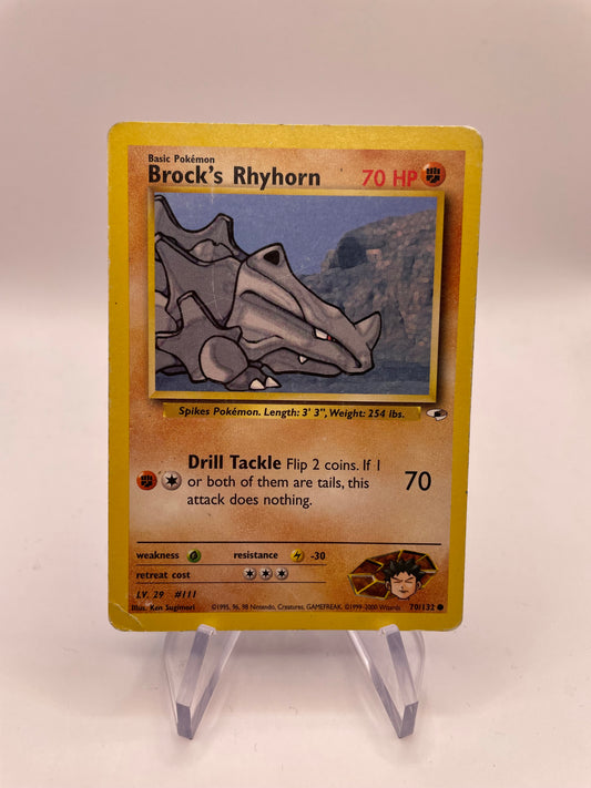 Pokemon Karte Gym Heros Brock‘s Rhyhorn 70/132 Englisch