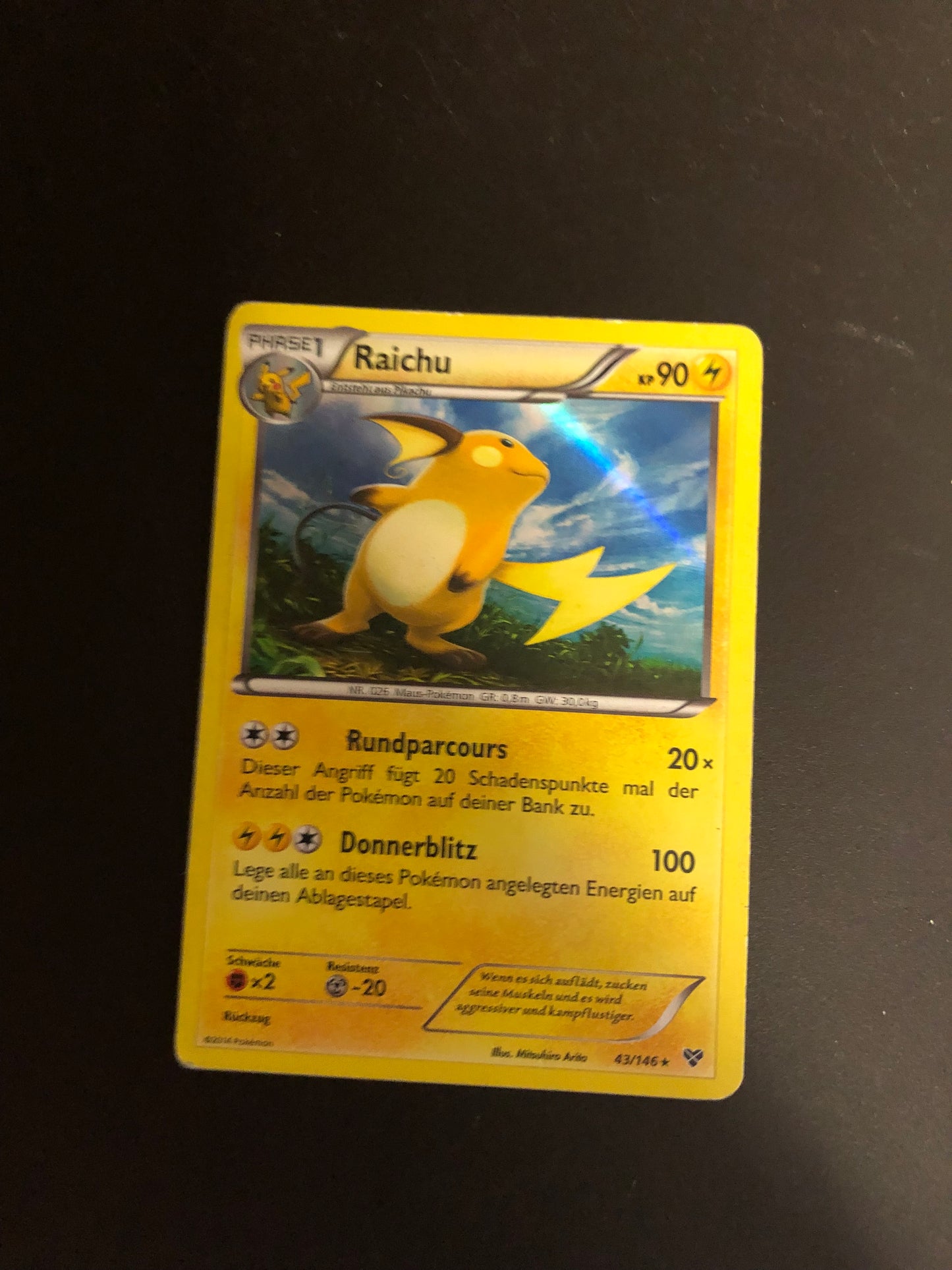 Pokemon Karte Holo Raichu 43/146 Deutsch