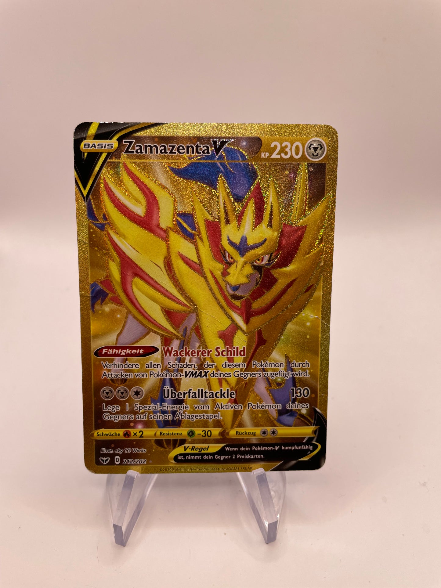 Pokemon Karte V Gold Zamazenta 212/202 Deutsch