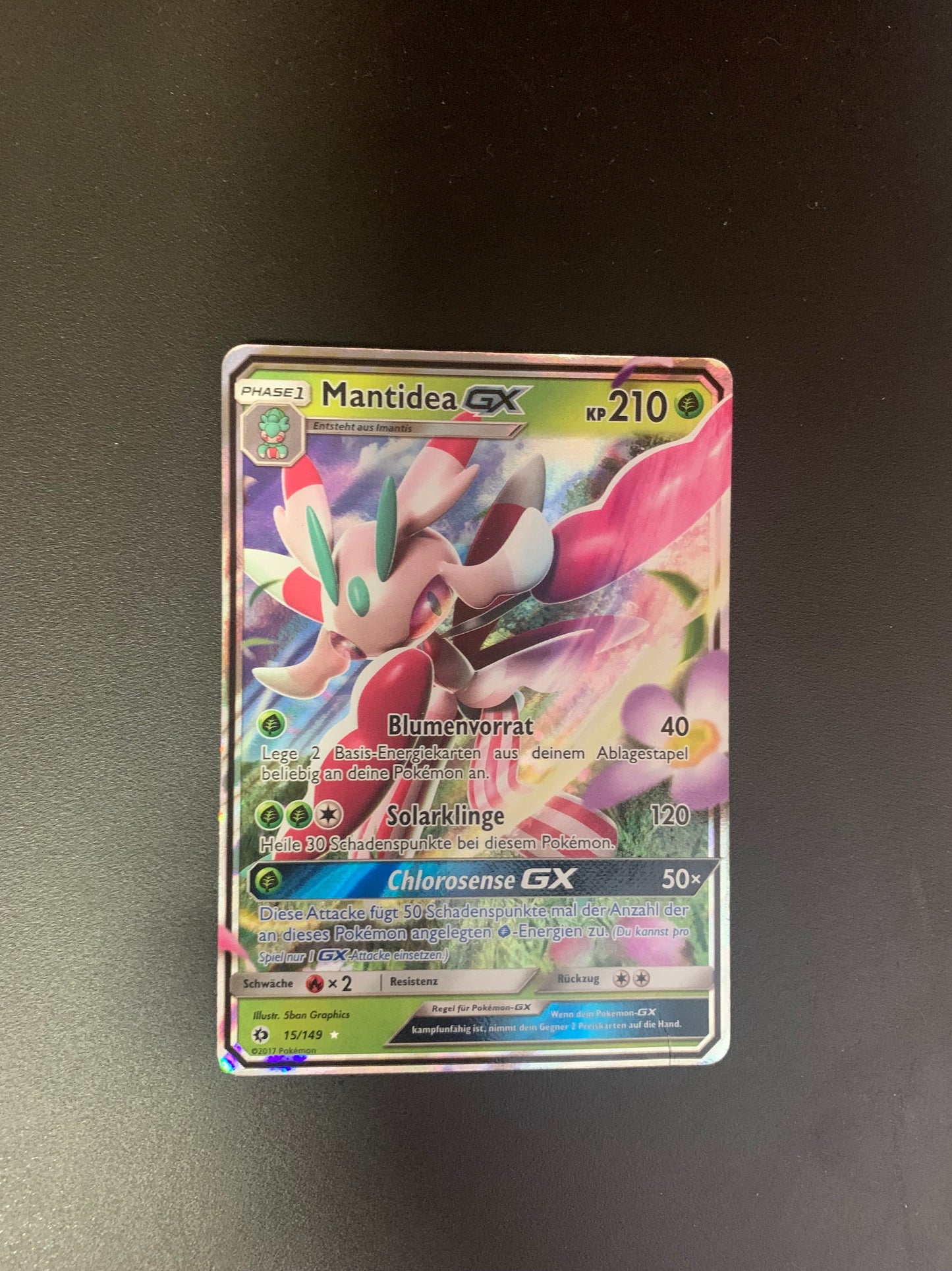 Pokemon Karte GX Mantidea 15/149 Deutsch