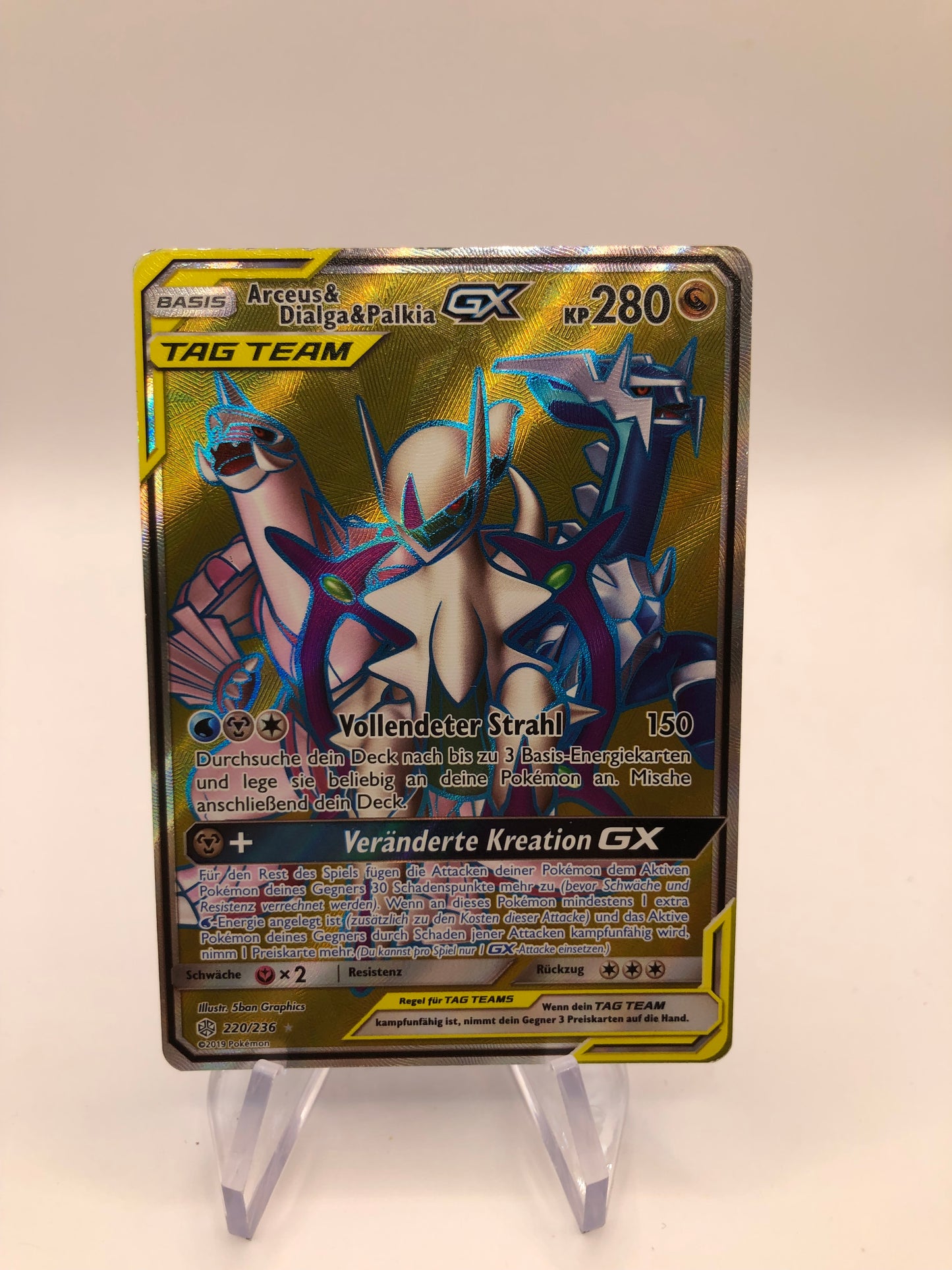 Pokemon Karte GX Tag Team Arceus&Dialga&Palkia 220/236 Deutsch