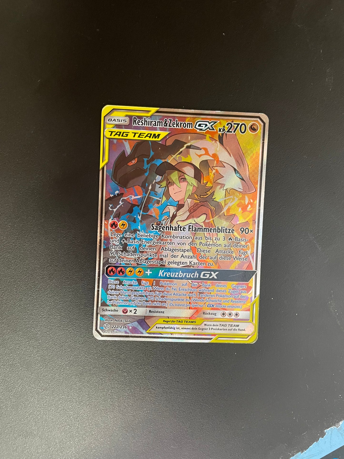 Pokemon Karte Tag Team GX Reshiram & Zekrom 222/236 Deutsch