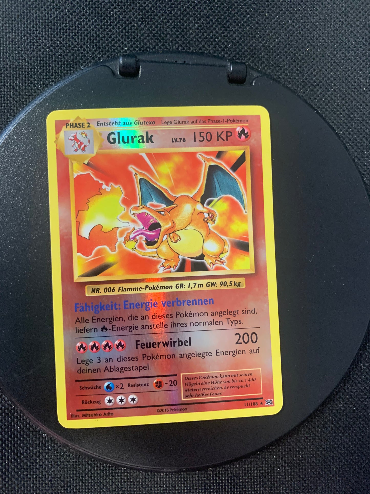 Pokemon Karte Reverse Glurak 11/108 Deutsch