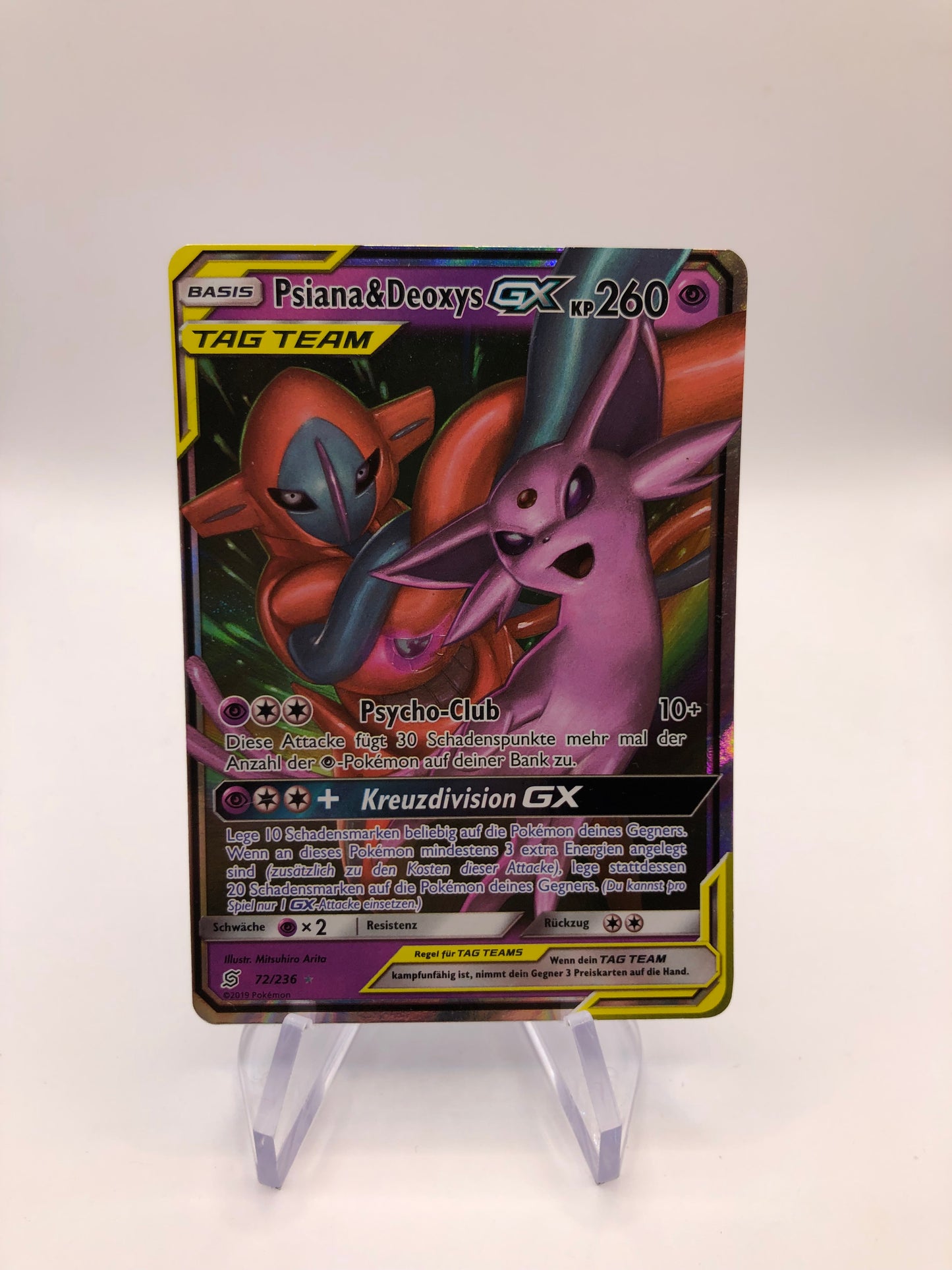 Pokemon Karte GX Tag Team Psiana & Deoxys 72/236 Deutsch
