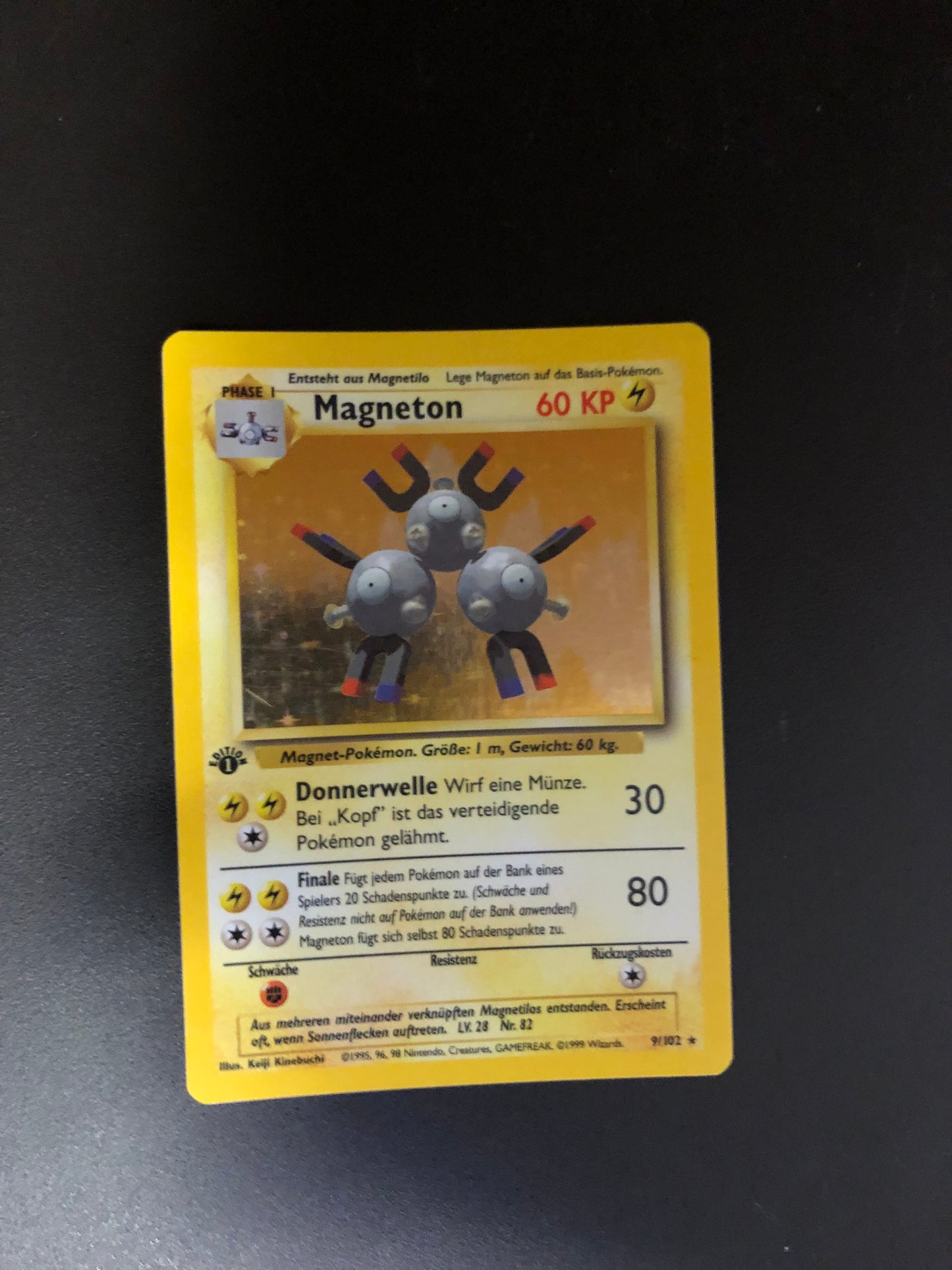 Pokemon Karte Holo 1.Edition Magneton 9/102 Deutsch