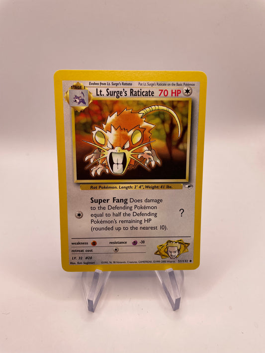 Pokemon Karte Gym Heros Lt. Surges Ratikarl 51/132 Englisch