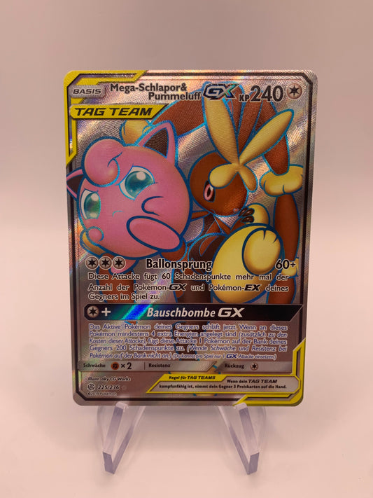 Pokémon Karte GX Fullart Tag Team Mega-Schlapor&Pummeluff 225/236 Deutsch