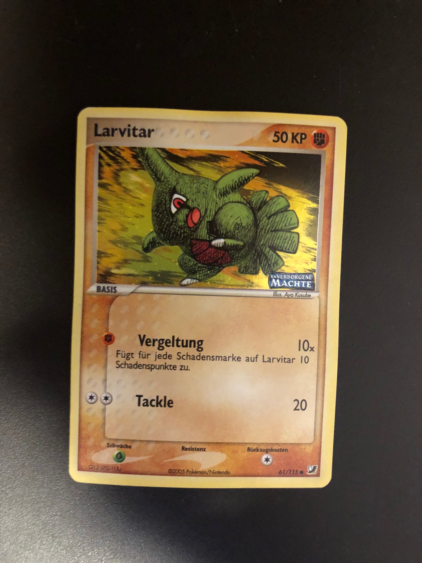 Pokemon Karte Revers Stamp Larvitar 61/115 Deutsch