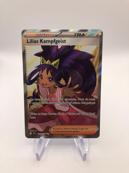 Pokemon Karte Trainer Lilias Kampfgeist 180/159 Deutsch