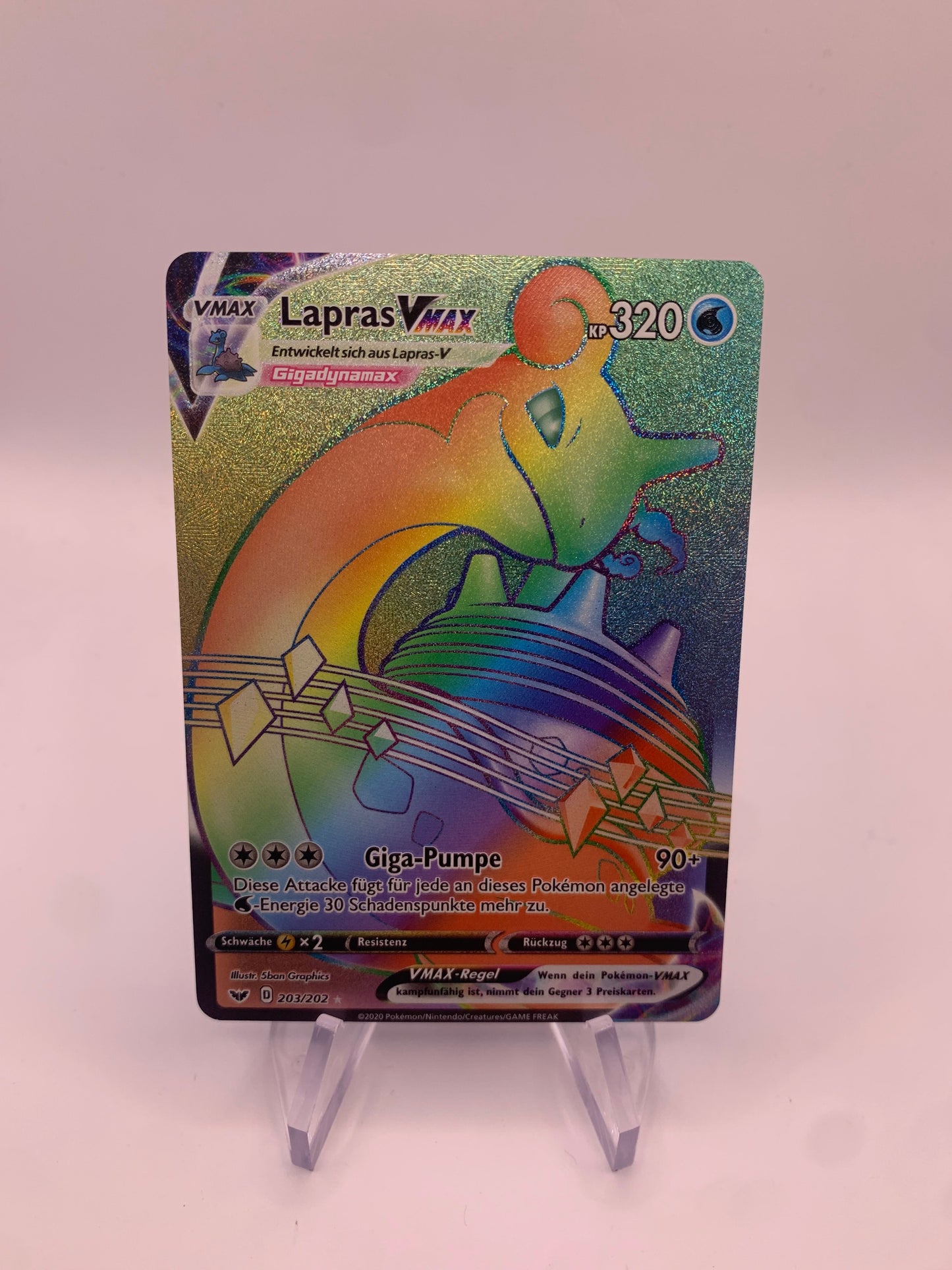 Pokemon Karte Rainbow Vmax Lapras 203/202 Deutsch