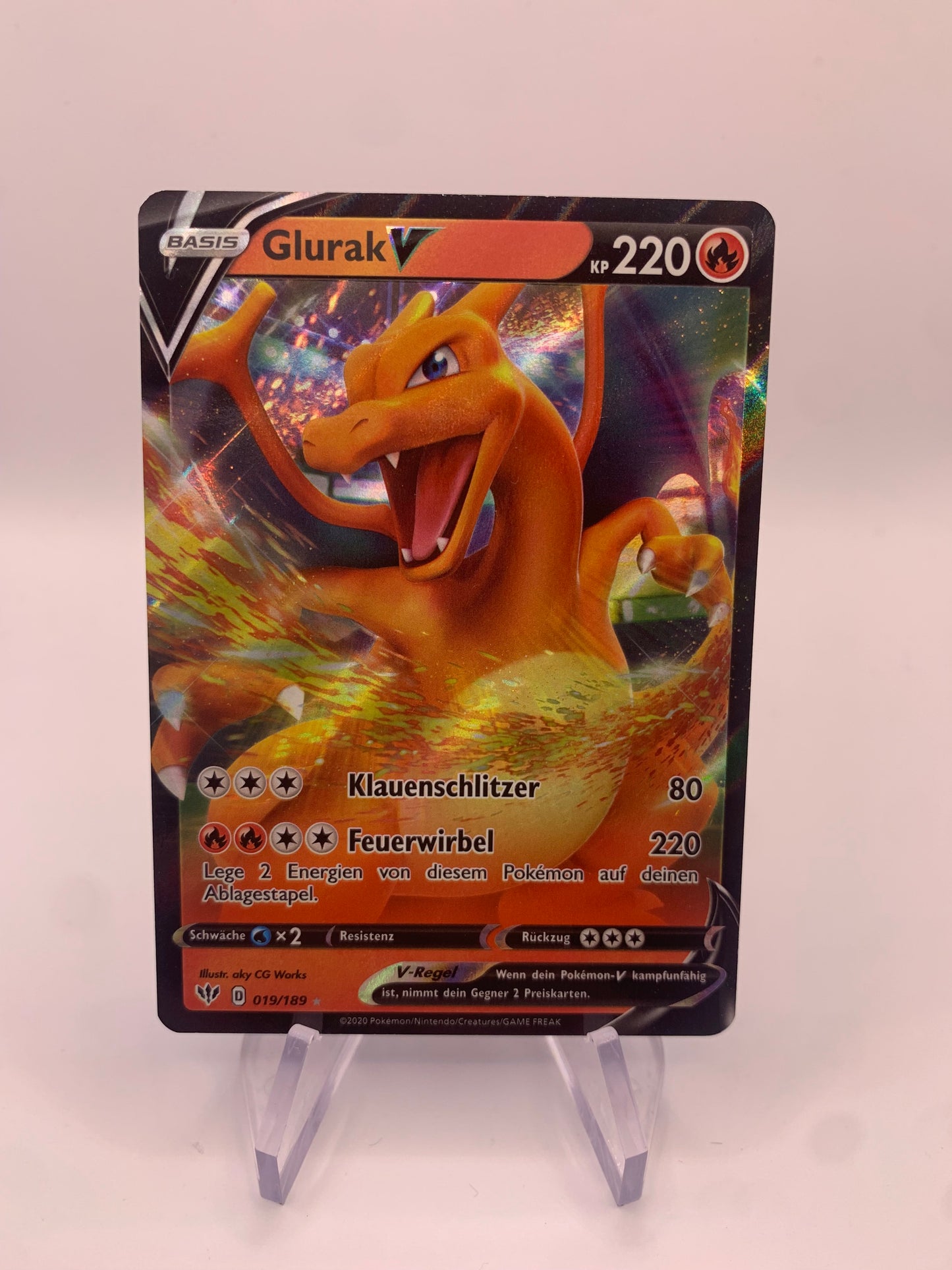 Pokemon Karte V Glurak 19/189 Deutsch