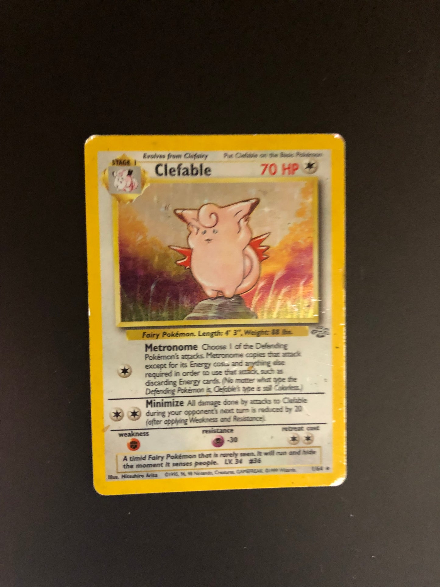 Pokemon Karte Holo Clefable 1/64 Englisch