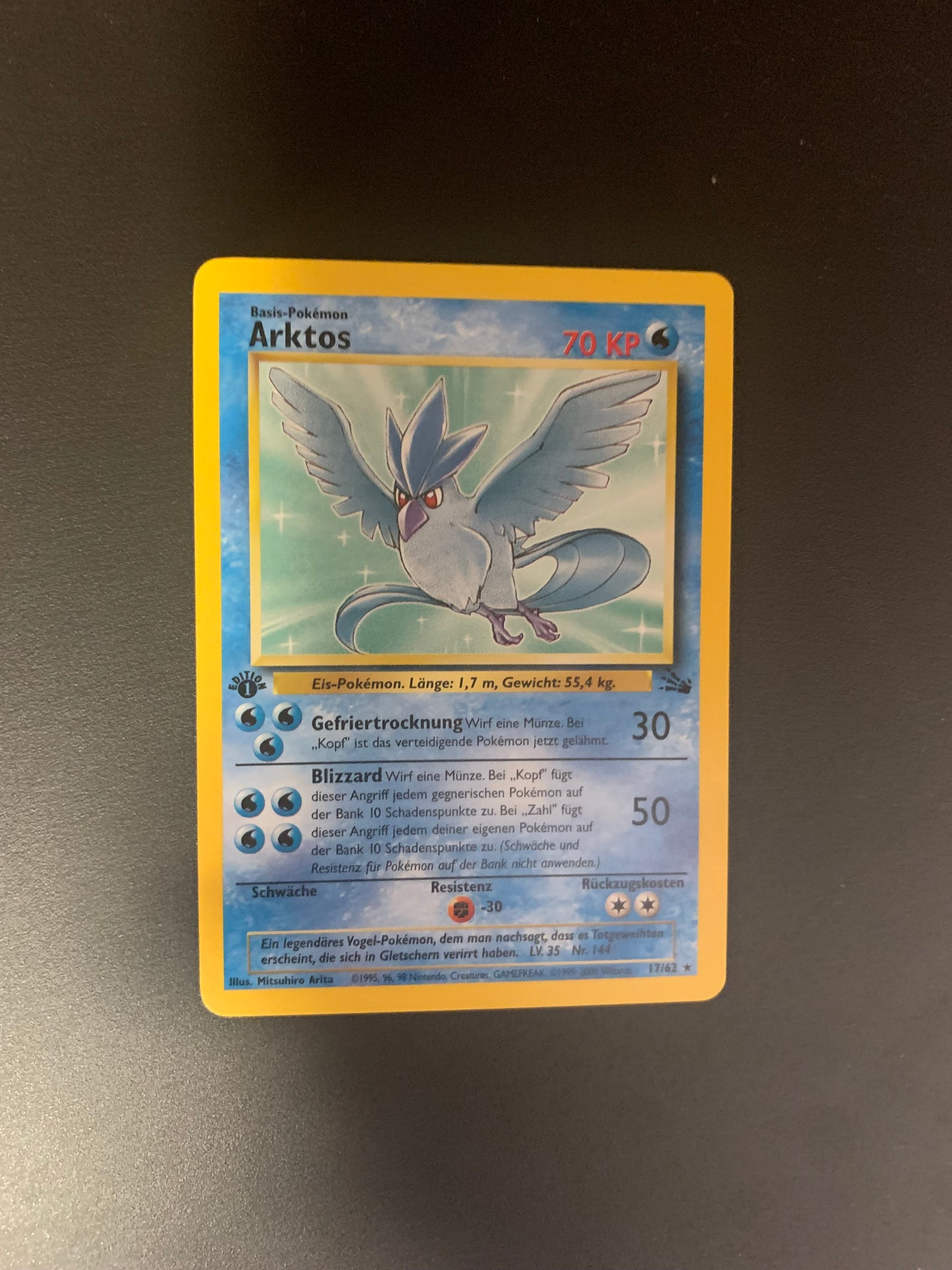 Pokemon Karte 1.Edition Arktos 17/62 Deutsch