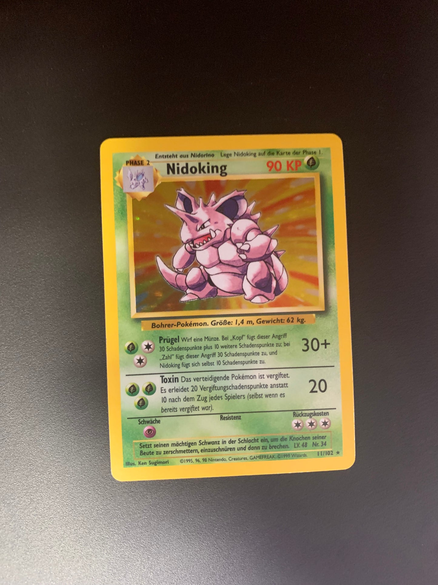 Pokemon Karte Holo Nidoking Base Set 11/102 Deutsch