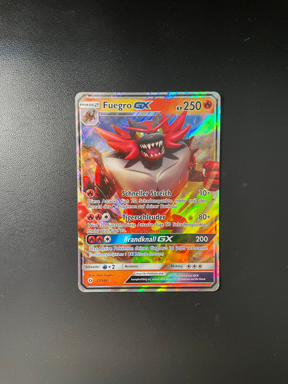 Pokemon Karte GX Fuegro 27/149 Deutsch