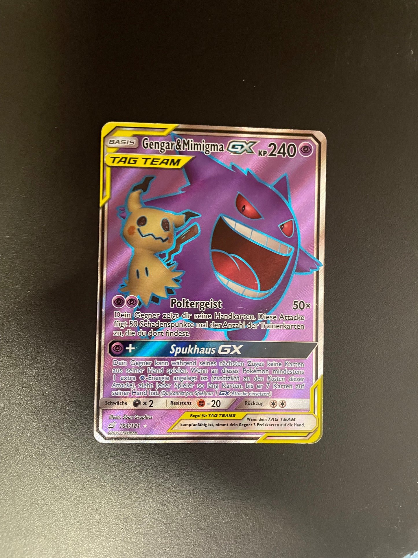 Pokemon Karte GX Tag Team Gengar&Mimigma 164/181 Deutsch