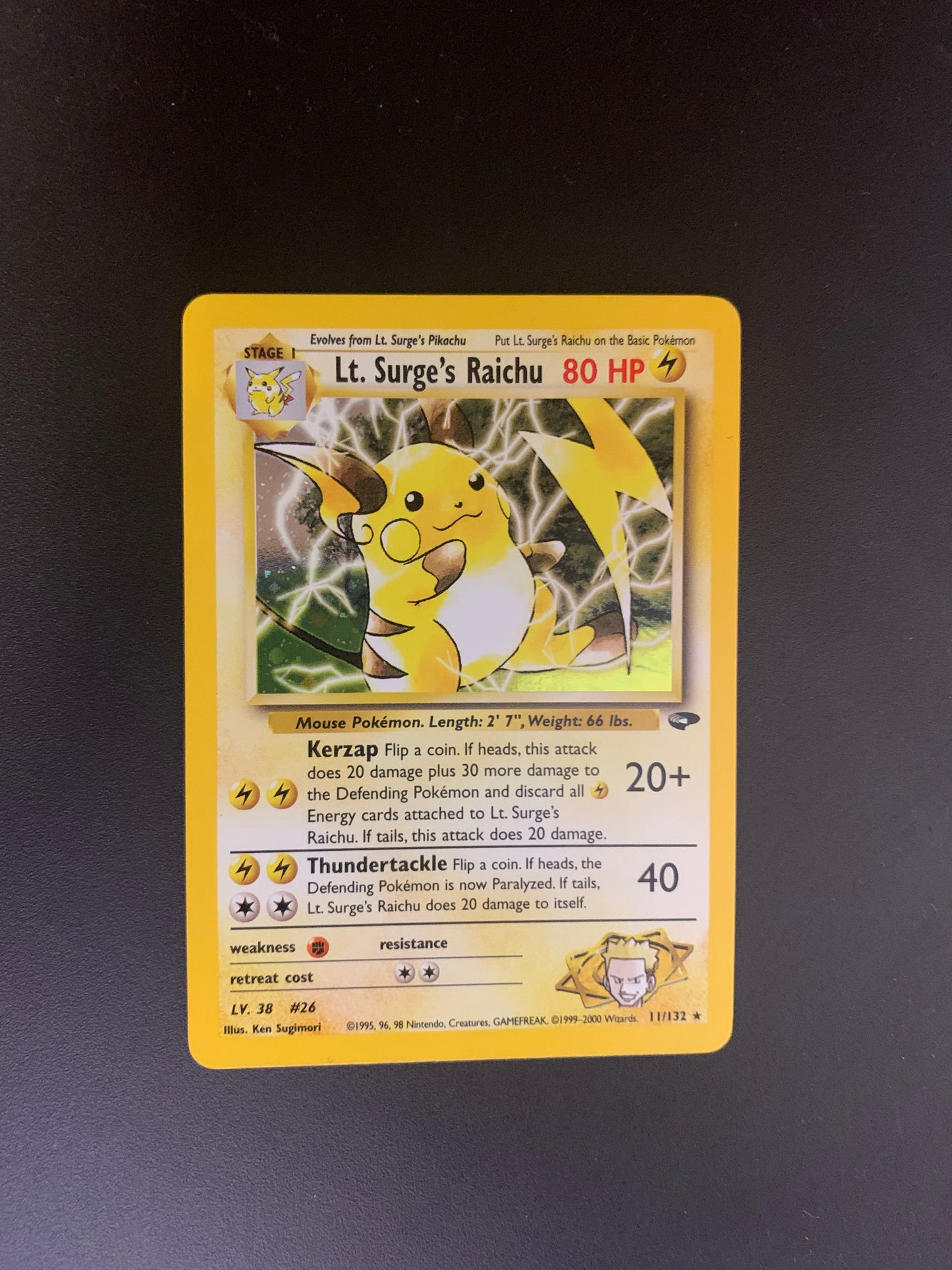 Pokemon Karte Holo Lt. Surge‘s Raichu 11/132 Englisch