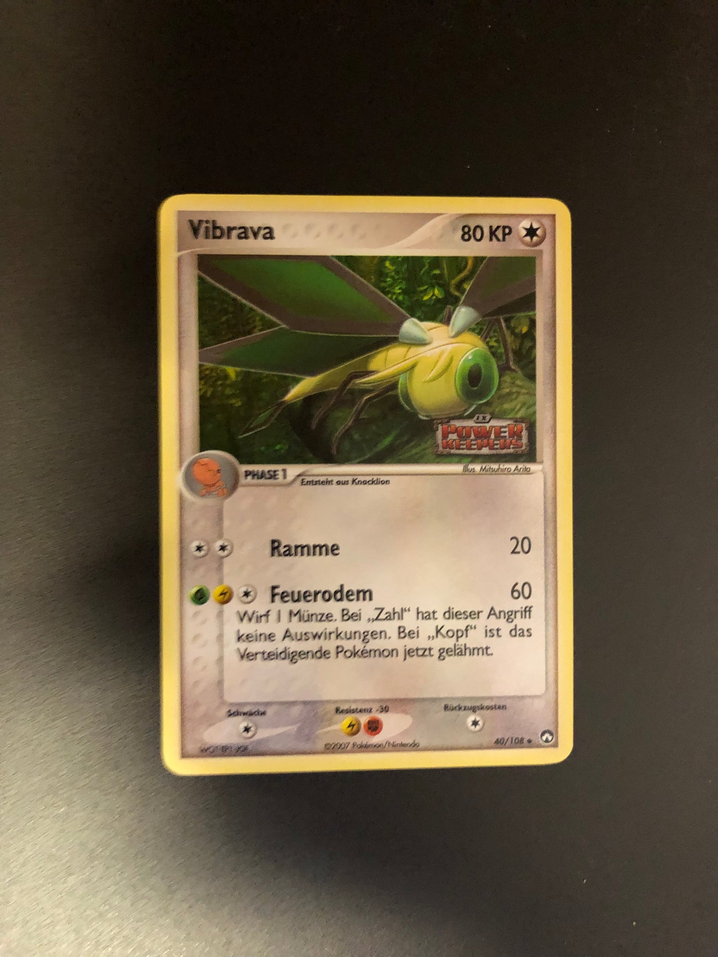 Pokemon Karte Revers Stamp Vibrava 40/108 Deutsch