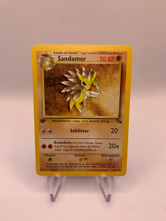 Pokemon Karte Fossil Sandamer 41/62 1st Edition Deutsch