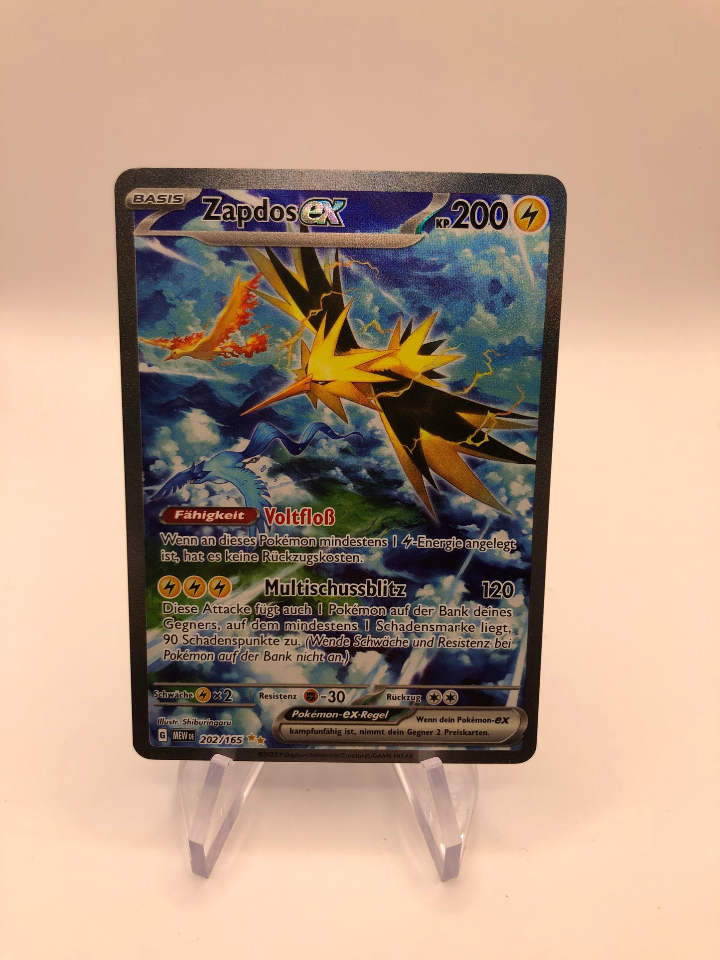 Pokemon Karte Alt-Art Ex Zapdos 202/165 Deutsch