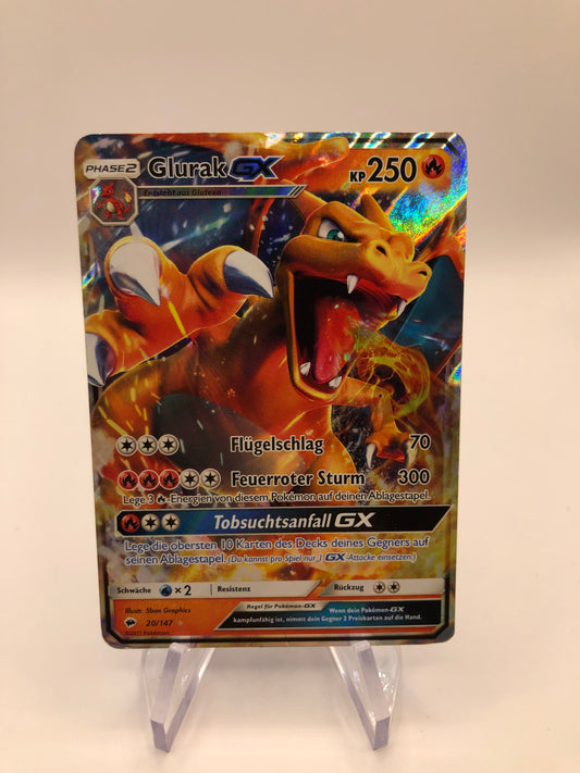 Pokemon Karte GX Glurak 20/147 Deutsch