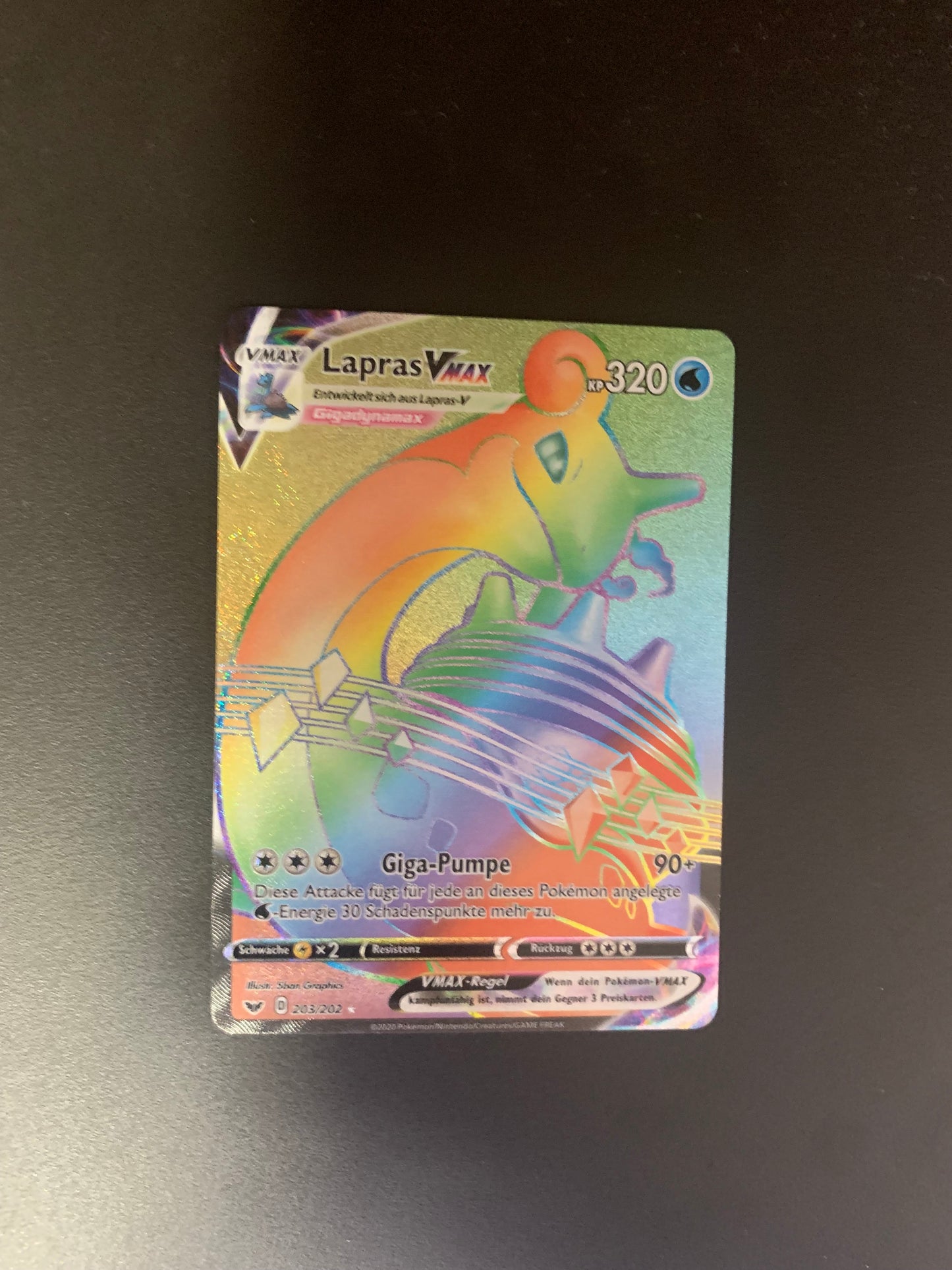 Pokemon Karte Rainbow Vmax Lapras 203/202 Deutsch