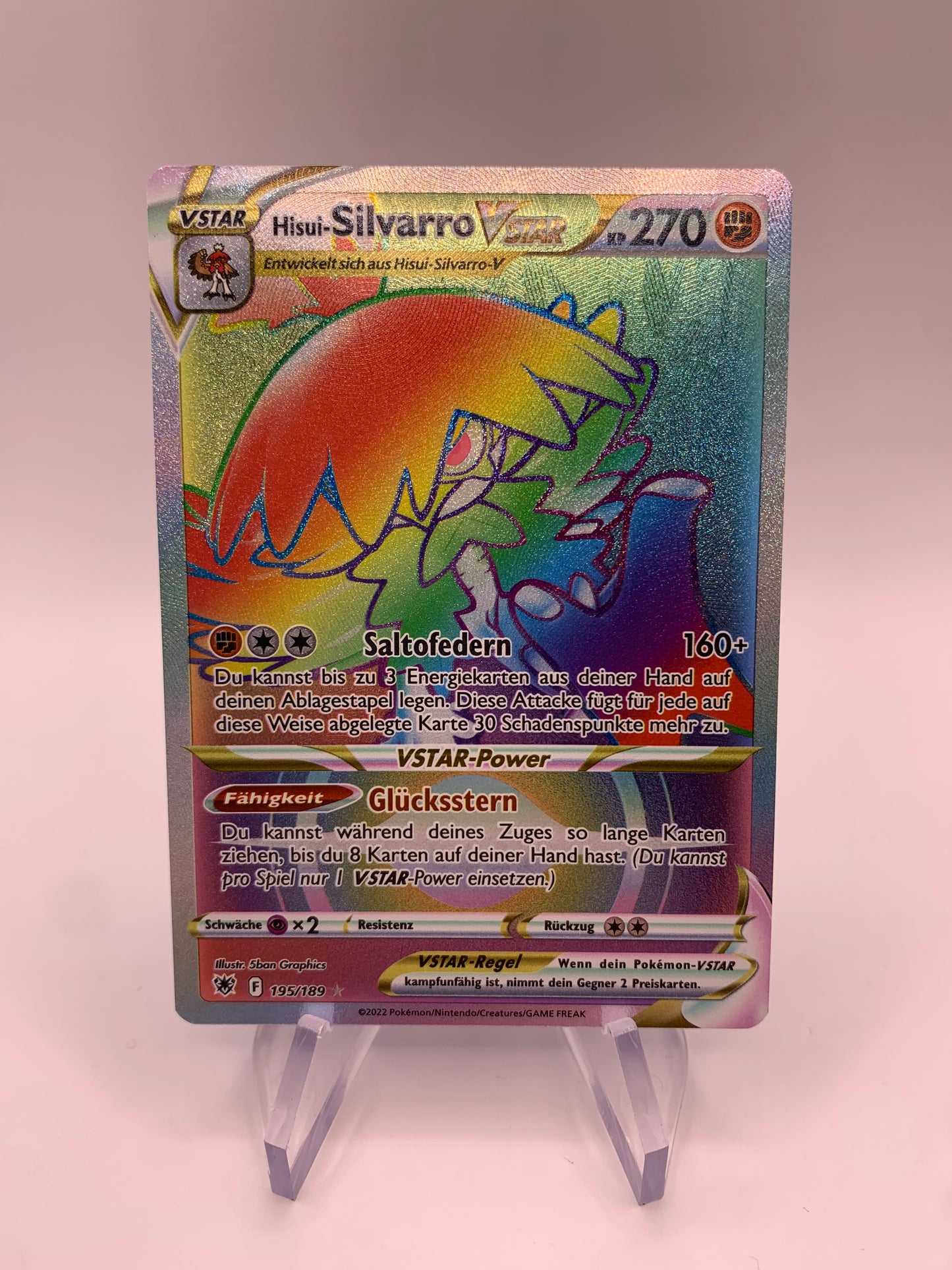 Pokemon Card Rainbow Vstar Hisui-Silvarro 195/189 German