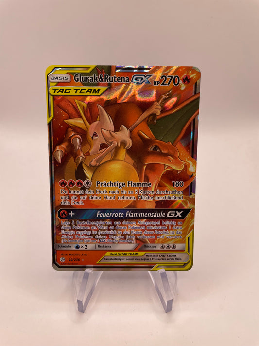 Pokemon Karte Tag Team GX Glurak & Rutena 22/236 Deutsch