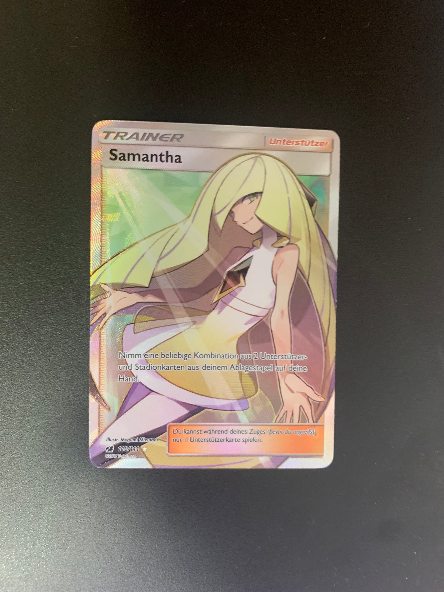 Pokemon Karte Trainer Fullart Samantha 110/111 Deutsch