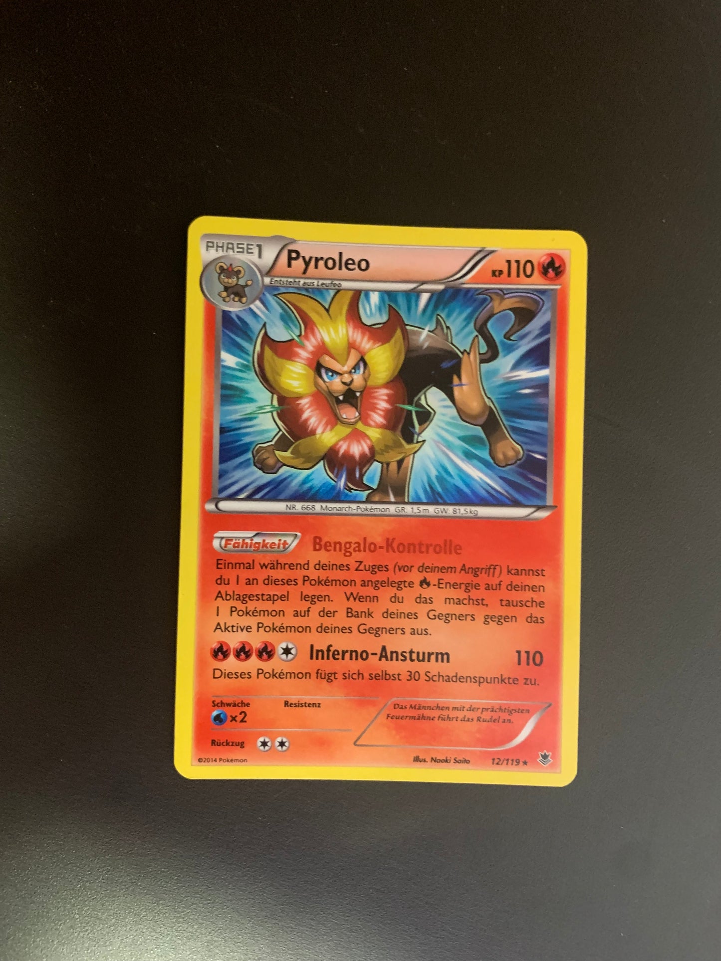 Pokemon Karte Holo Pyroleo 12/119 Deutsch