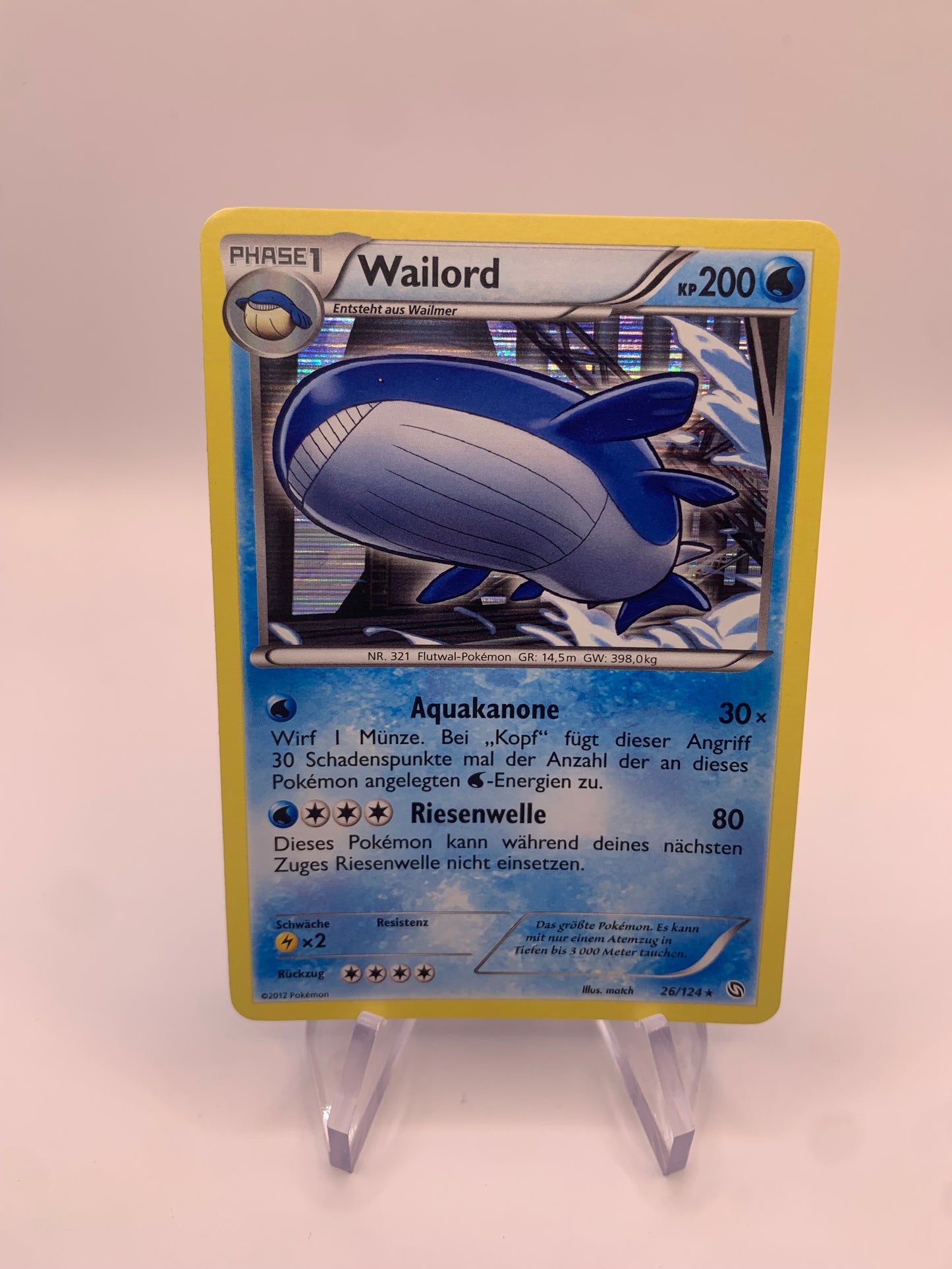 Pokemon Karte Holo Wailord 26/124 Deutsch